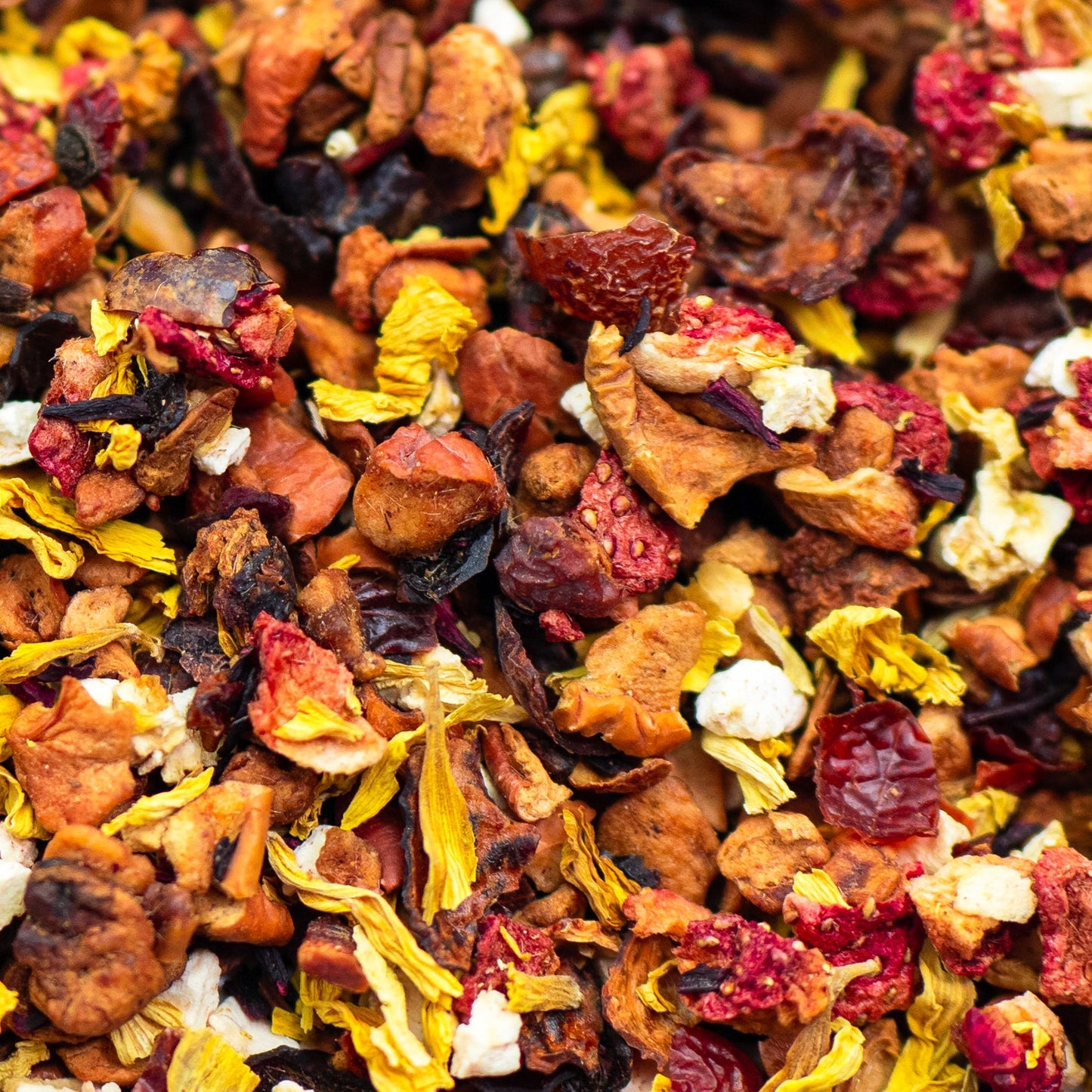 A close up of Banana Berry loose leaf fruit tea