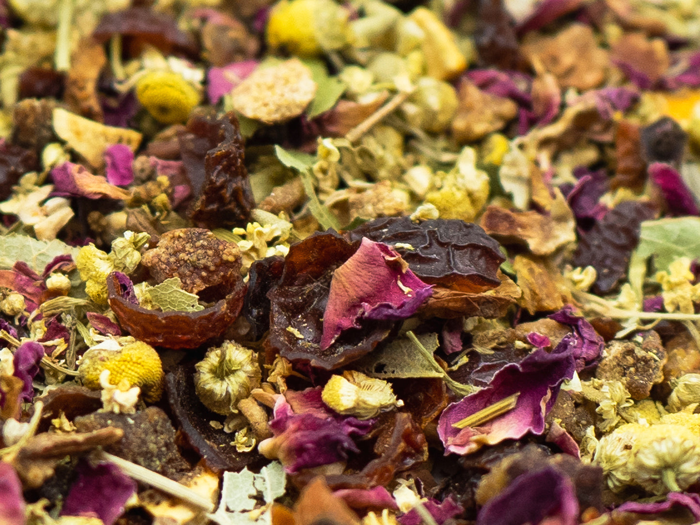 A close up of Chamomile + Pear loose fruit tea from TEA23