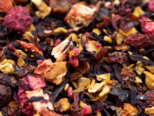 A close up of Red Berry loose fruit tea from TEA23