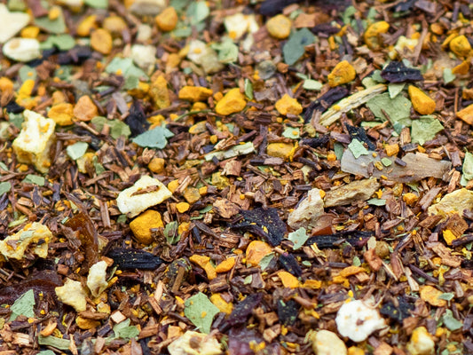 A close up of Tropical Rooibos loose tea from TEA23