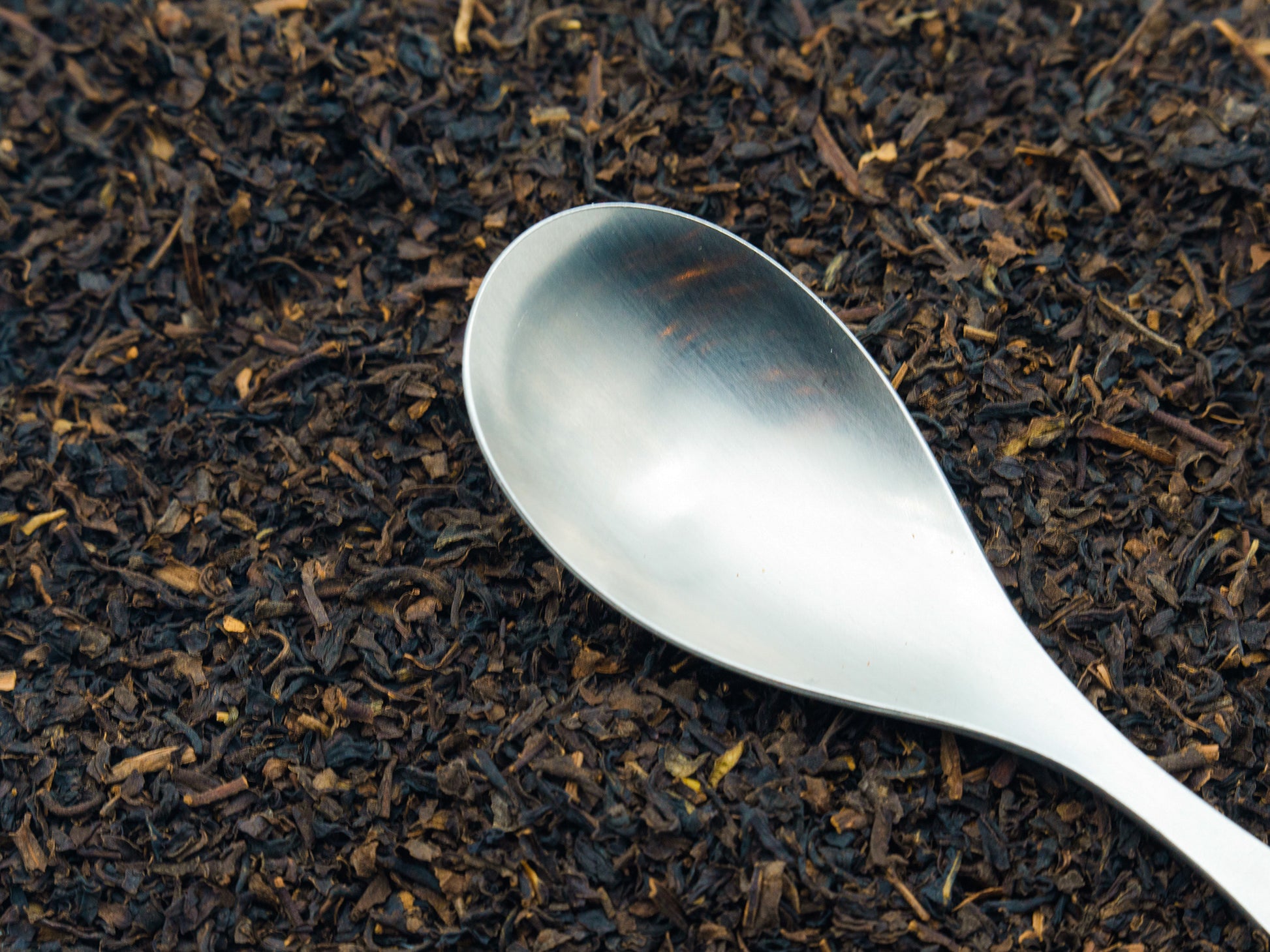 TEA23 Sri Lankan loose black tea with a spoon resting on top