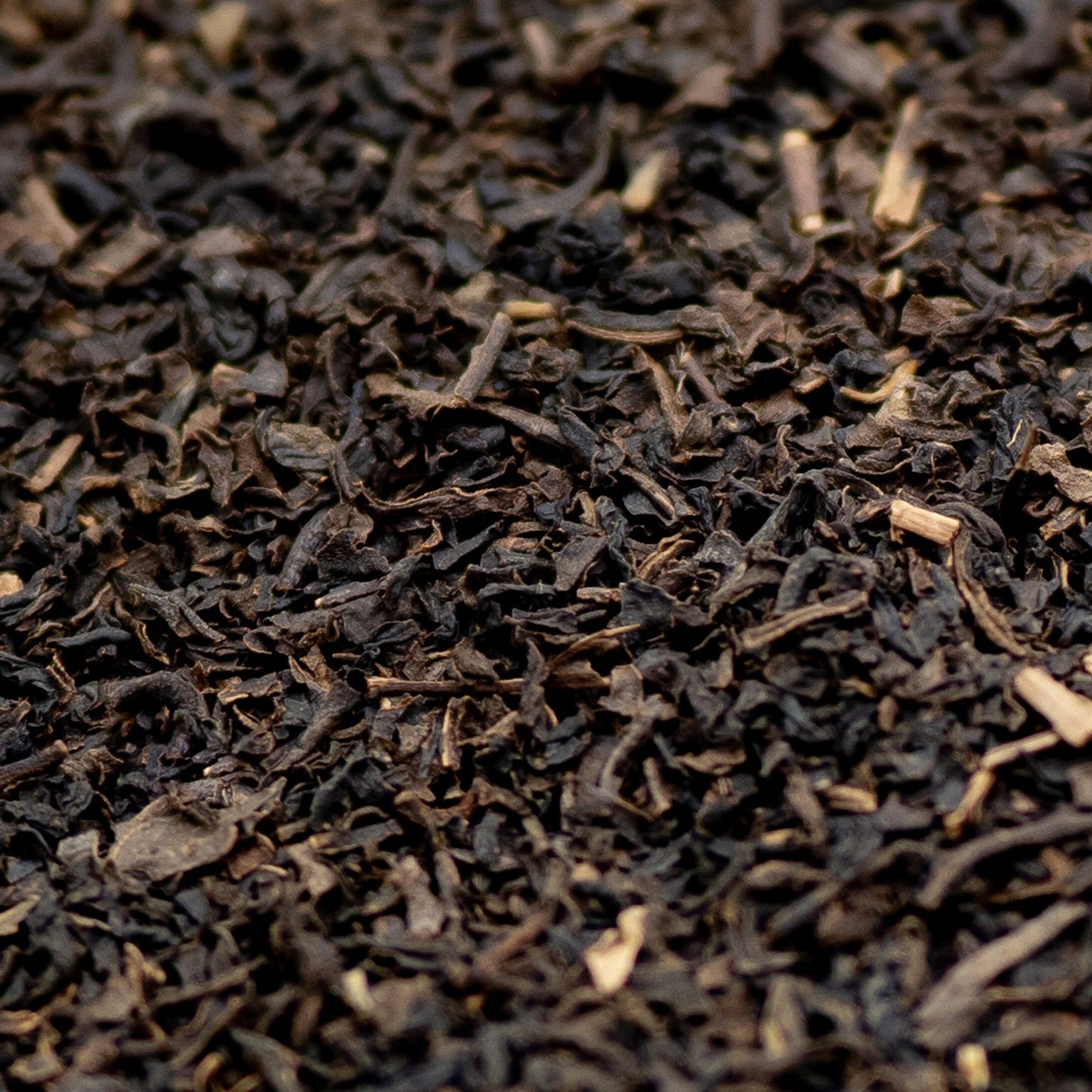 Close up decaffeinated Sri Lankan tea leaves